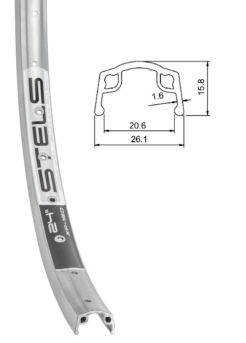 Обод 24 XP-160 36Н одинарный, алюминиевый, серебристый